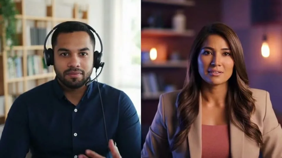 A seller practicing a video call with an AI buyer coach